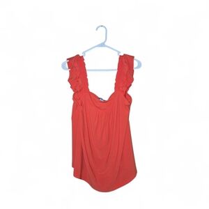 CeCe Women's Vibrant Red Ruffled Blouse